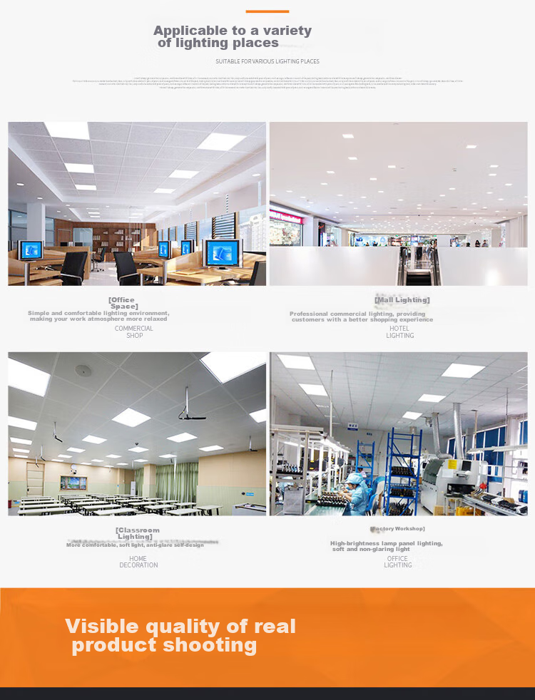 NVC LED Panel Light Integrated Ceiling Light LED Flat Panel Aluminum Buckle Plate 600×600 36W Pendant Light White 7