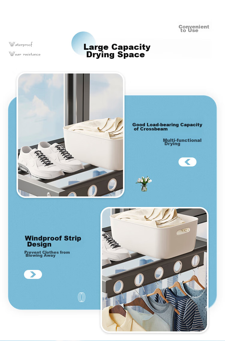 SHULIANG Retractable Clothes Drying Rack for Balcony, Home Use, Outdoor Drying Solution, Indoor Coat Hanger, Length 40CM 8