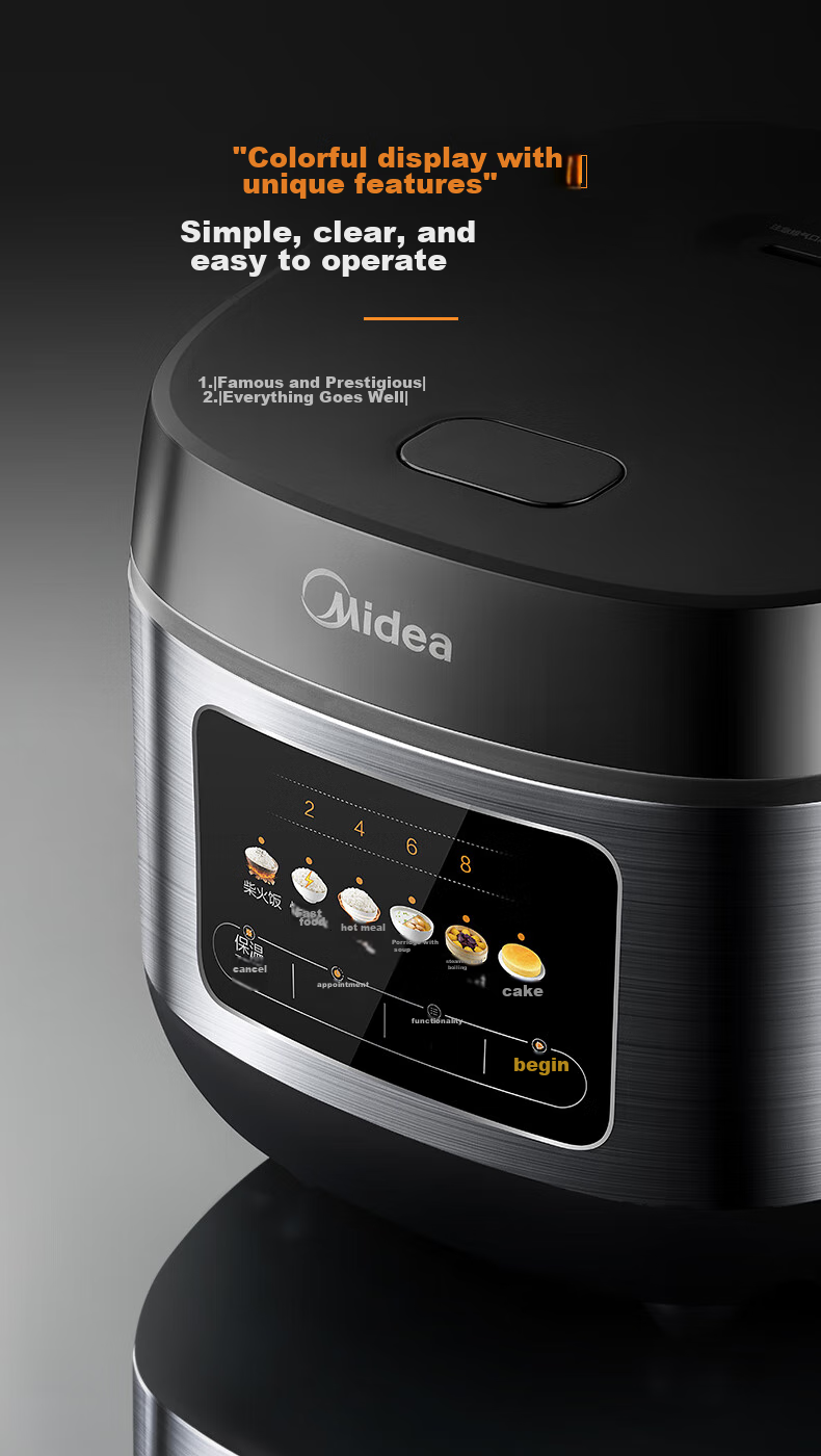 Midea Micro-Pressure Rice Cooker for 3-10 People, Large Capacity Household Electric Rice Cooker, Smart Reservation, Multi-Functional for Soup Cooking, Rice, Grains, Porridge, Versatile Pot, Metal Body 14