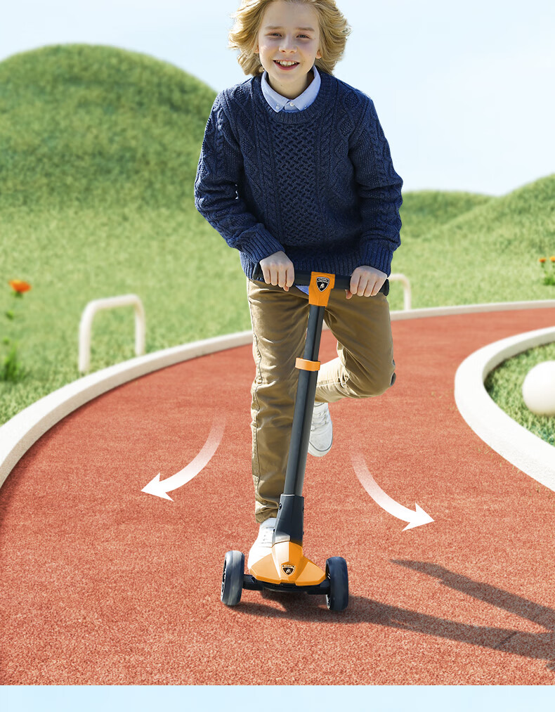 Kick'n'Roll Children's Scooter for Ages 3-12, Holiday Gift, Light-Up Pedals, Flashing Wheels, Lamborghini Scooter, Rose Pink 12