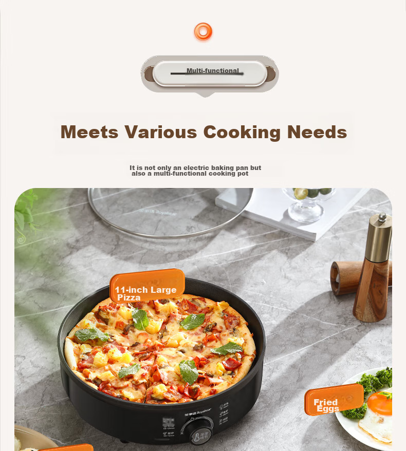 Royalstar Electric Griddle, Household Single-Sided Breakfast Maker, Electric Frying Pan, Pancake Griddle, Multifunctional Pot, Electric Griddle with Increased Depth of 40MM, Upgraded Titanium Coating, RSD-BF628 (T) 12