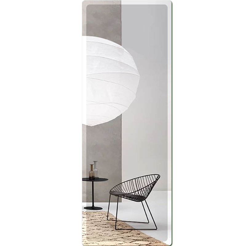 Huakaizhixing Full-Length Mirror, Adhesive Wall-Mounted Dressing Mirror, Bathroom Vanity Mirror, Rounded Corners And Slanted Edges, 150*40cm