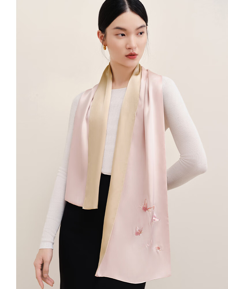 Wanshili Silk Scarf, Mulberry Silk, Intangible Cultural Heritage, Handmade Suzhou Embroidery, Long Shawl, Mid-Autumn Festival Gift, Holiday Present, Gift Box 9
