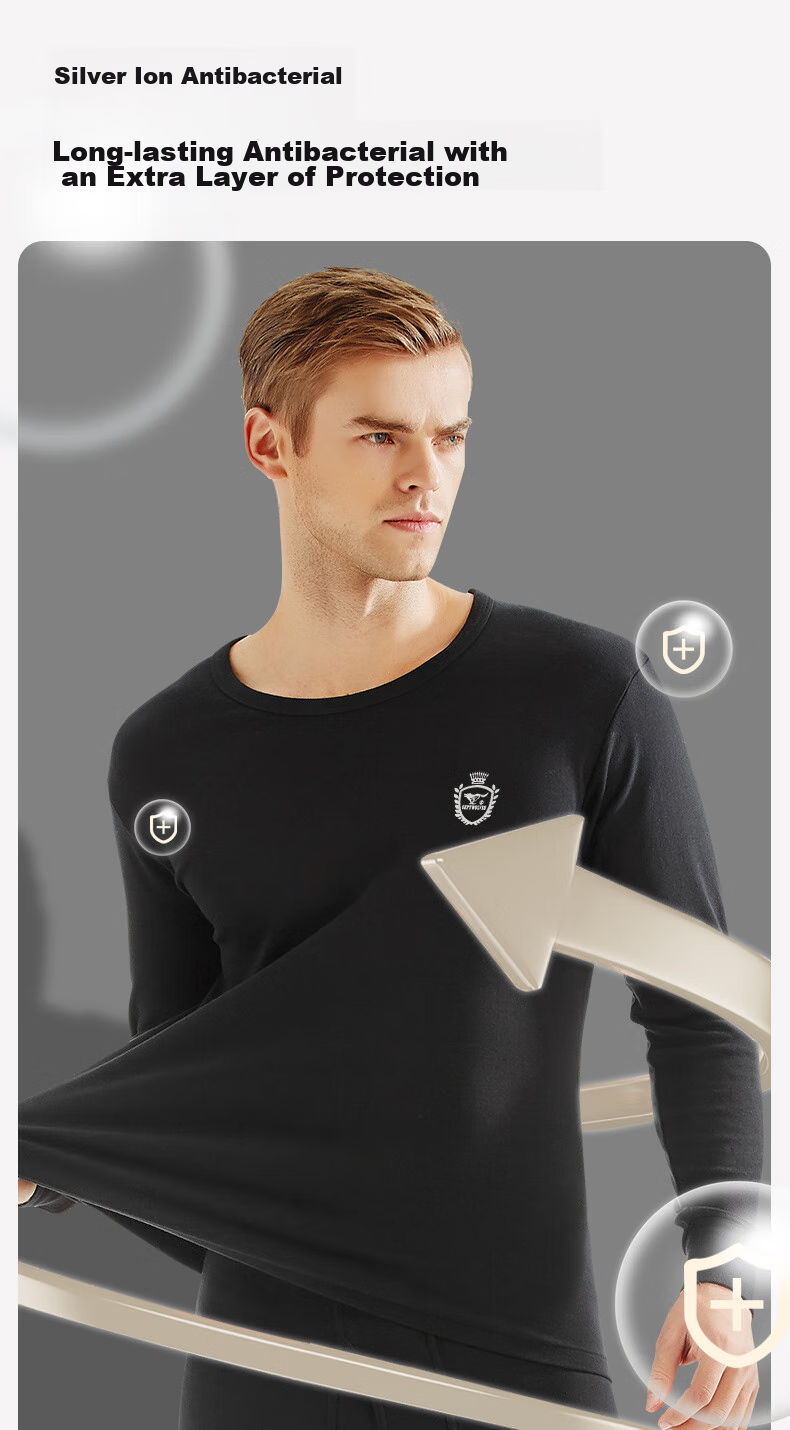 SEPTWOLVES [100% Cotton] Pure Cotton Autumn Undershirt for Men, Autumn And Winter Base Layer, All-Cotton Top, Long-Sleeve Thermal Underwear, Cotton Sweater 9