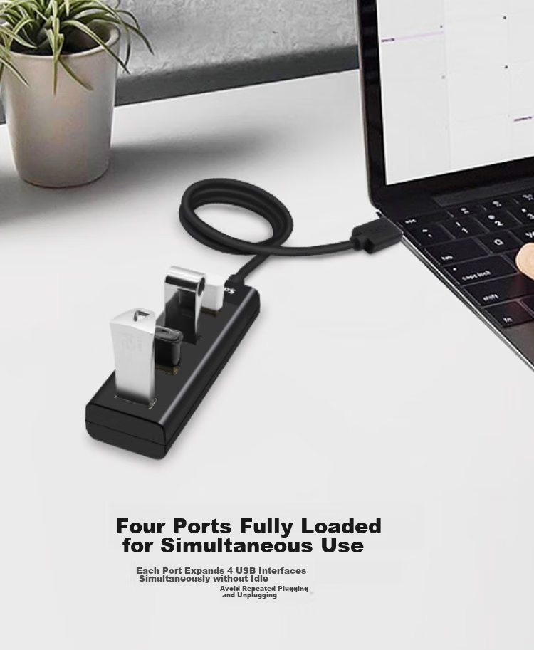 PHILIPS USB3.0 Hub Expansion Dock High-Speed 4-Port Hub Splitter Adapter for Laptops And Desktop Computers with Power Supply Port, 1.5 Meters 5