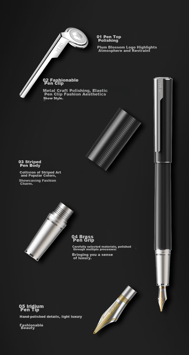 HERO Fountain Pen, Zhenpin Series Light Luxury Ink Pen, Water Wave Blue Ink Gift Box, High-End Signature Pen for Women, Gift for Leaders And Teachers, Exquisite Present 10