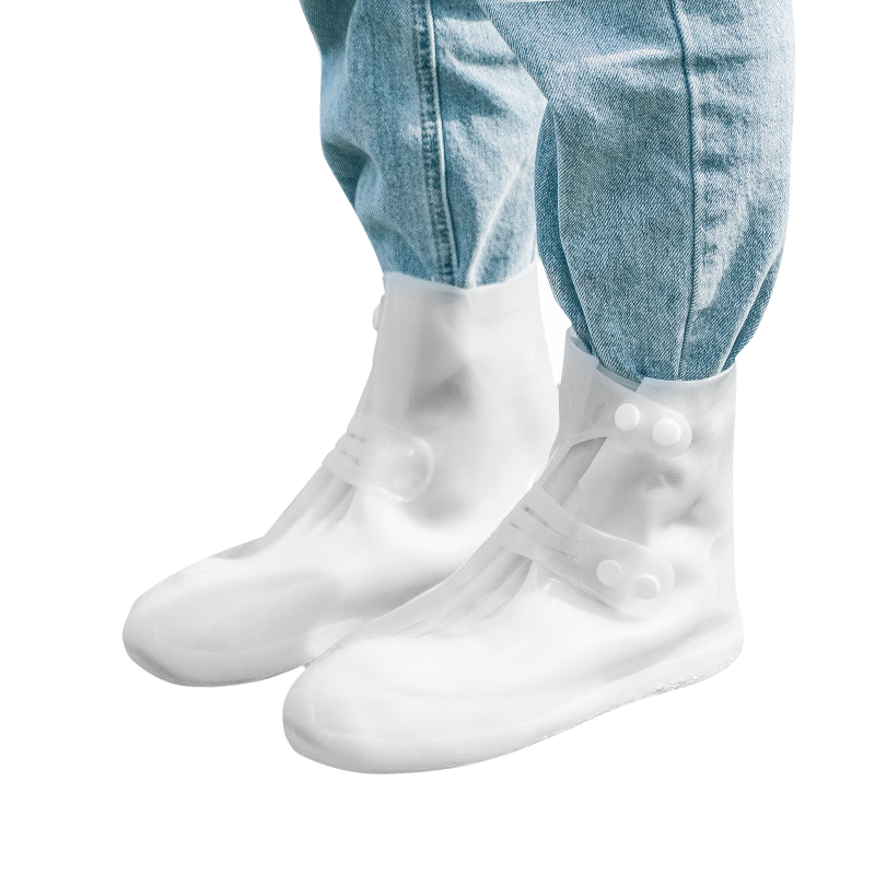 Jiaoqu Waterproof Shoe Covers Unisex Thickened Sole Silicone Portable Non-slip Wear-resistant Rain Boot Covers Flat High-top 2XL (40/41)
