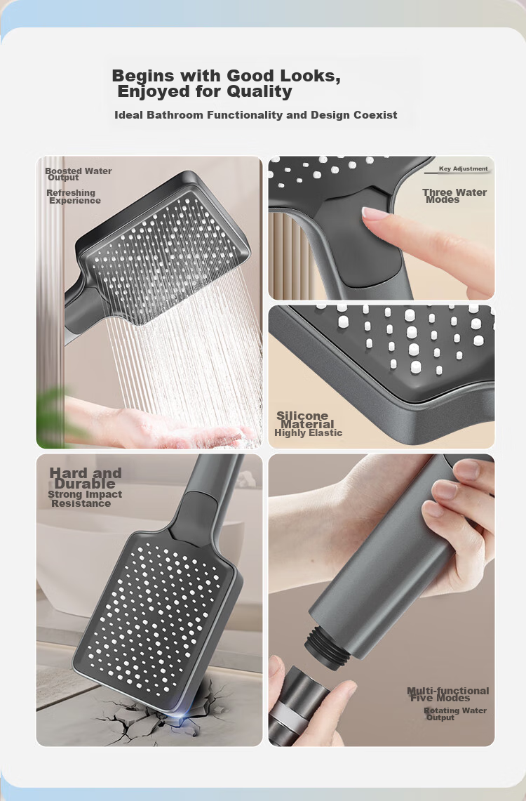 Larsd Pressurized Shower Head, Handheld Shower Sprayer, Three Water Flow Settings, Bathing Rain Shower, Showerhead LD5587 3
