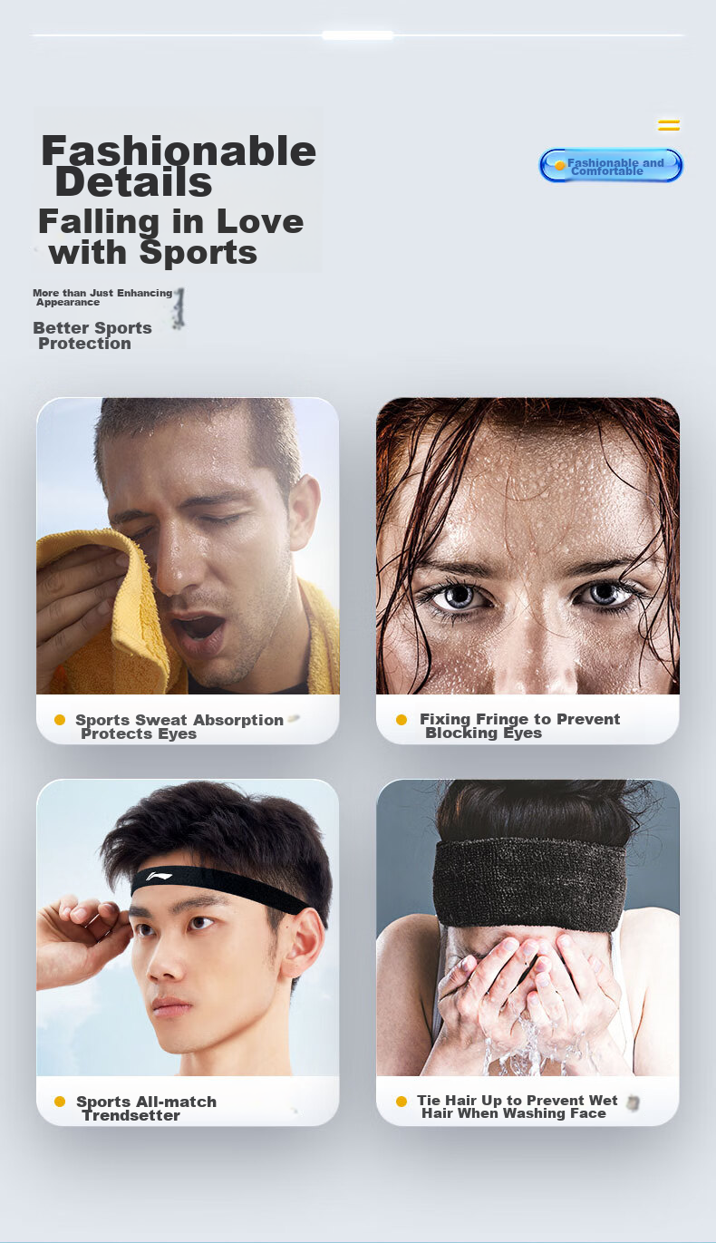 Li-Ning Sports Headband for Men And Women, Sweat-Absorbing Headband, Sweat-Stopping Band, Running Sweat-Guiding Band, Basketball Sweat-Proof Headband, Hair-Tying Band, Head Hoop 2