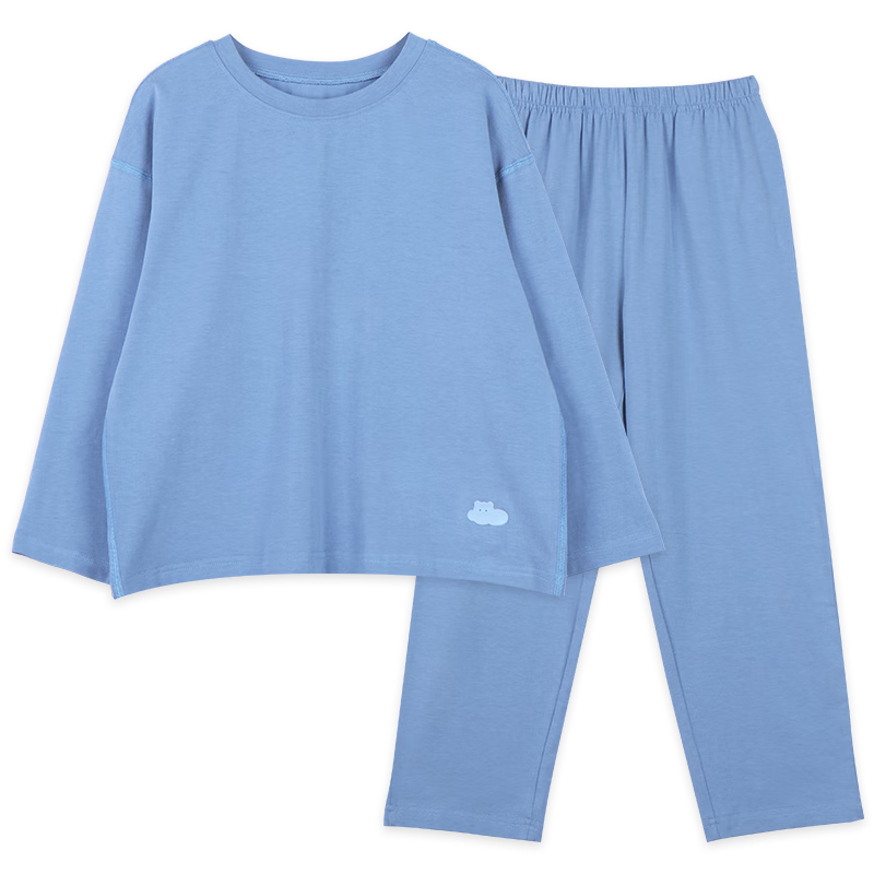 Hodo Children's Lyocell Cotton Pajama Set, Boys And Girls Spring And Autumn Loungewear, Moisture-Wicking, 3151 Navy Blue, Size 130