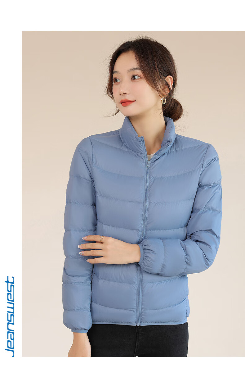 Jeanswest down Jacket for Women, Spring And Autumn Lightweight Down Coat, Short White Duck Down, Lightweight And Thin Outerwear, Women's Style in Bright Red, XL Size 21