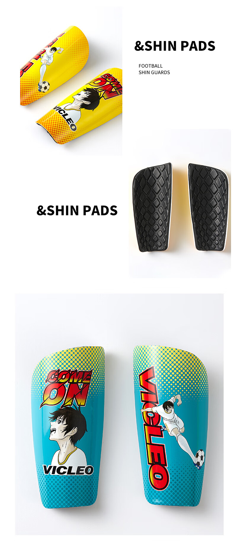 VICLeO Soccer Shin Guards for Children, Youth Football Protective Gear, One Pair, V820217 Yellow S Size 8