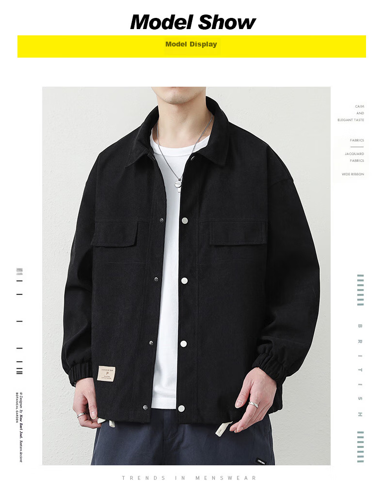 Dingfengbaoluo Men's Jacket, Summer Casual Versatile Lapel Loose Trendy Workwear Retro Coat, 2303 Khaki Color M 14