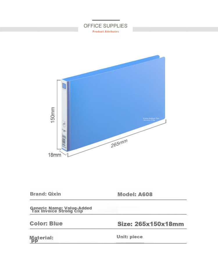 COMIX Value-Added Tax Invoice Storage Folder, Financial Document Organizer Clip, Metal File Holder Document Folder A608 Blue 2