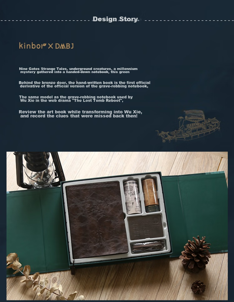 Kinbor × Grave Robbers' Chronicles Journal Birthday Gift Box Stationery Set (Leather Cover Journal with Index Tabs, Adhesive Tape, Kraft Paper Notebook), Qing Tong Men Hou DTB6567, Gift-Giving Item 3