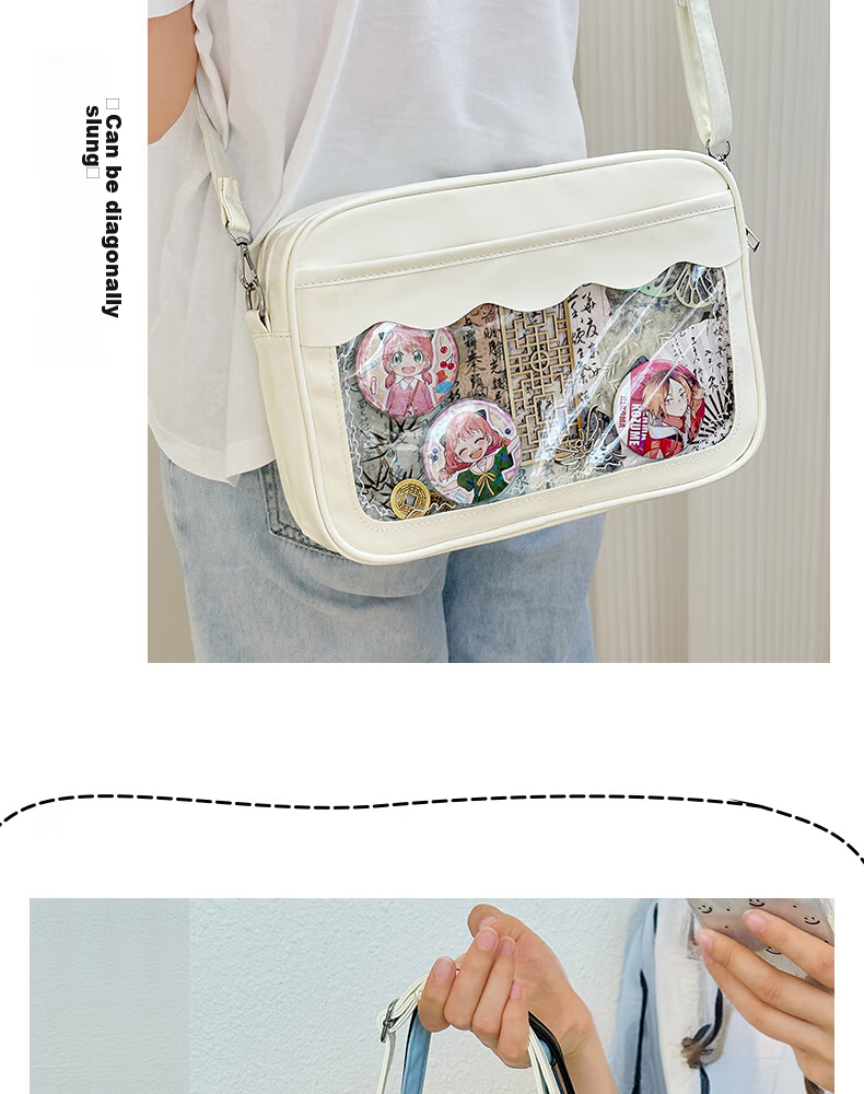 Sannianerban Transparent Pencil Case, Small Capacity, Transparent Pencil Pouch, Pain Bag, Stationery Bag for Female Students, New Niche Pencil Case Design, Anime Style Pencil Holder, Christmas Gift, Blue 12