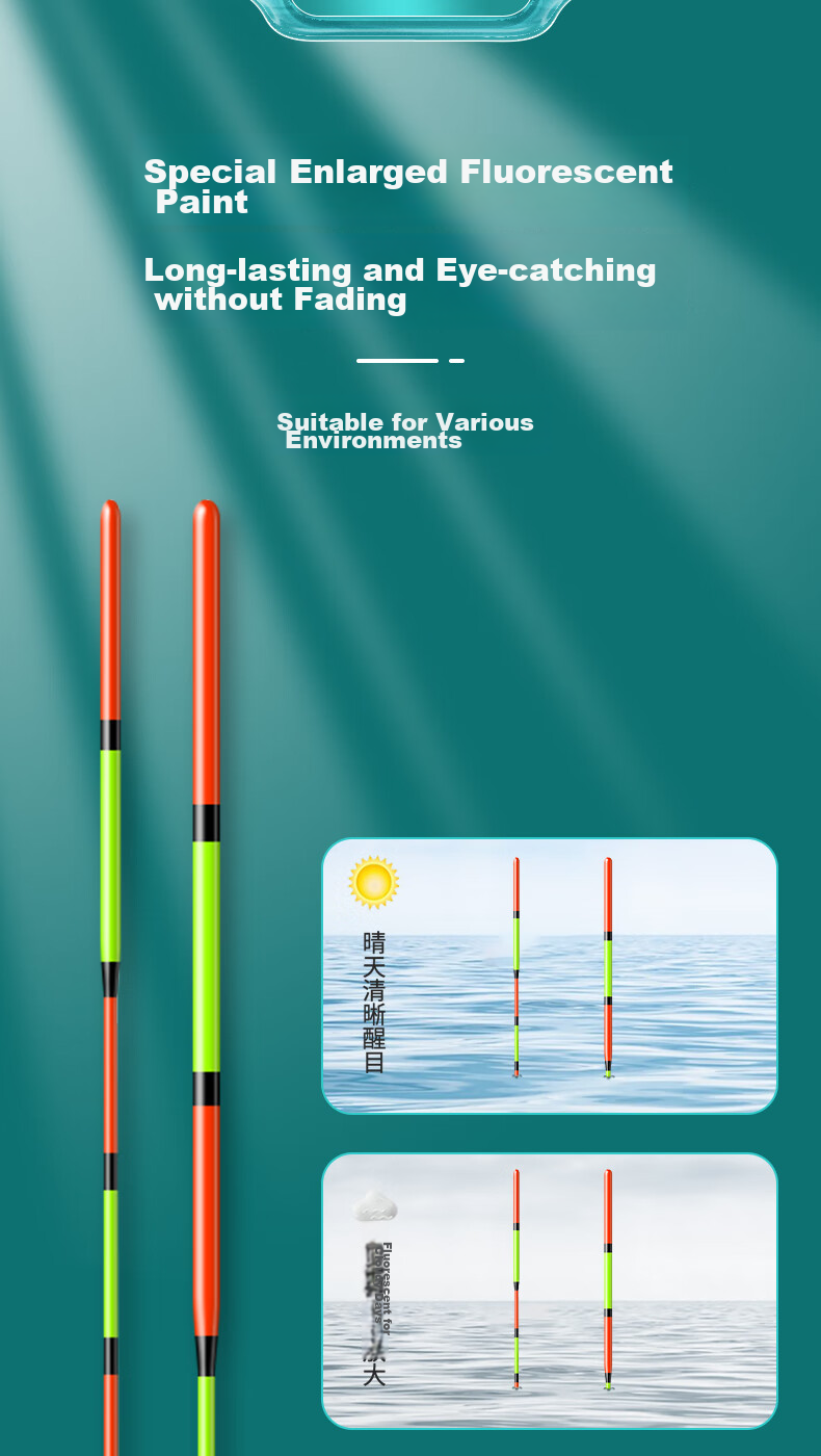 Chuanze Fishing Float Set, Highly Sensitive Luminous Floats for Wild Fishing, Crucian Carp Floats, Black Pit Competitive Reed Float Set, 6 Pieces 10
