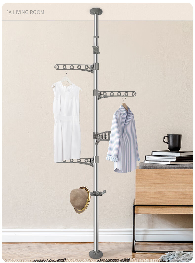 Baoyouni Floor-Standing Clothes Drying Rack, Extendable Stainless Steel Rotating Hanger Stand for Balcony 14