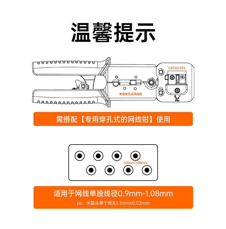 SAMZHE Category 6 RJ45 Connectors, Gigabit Shielded Ethernet Cable Plugs, Gold-Plated Through-Hole Crystal Heads, 100 Pieces, PCKT6100 1