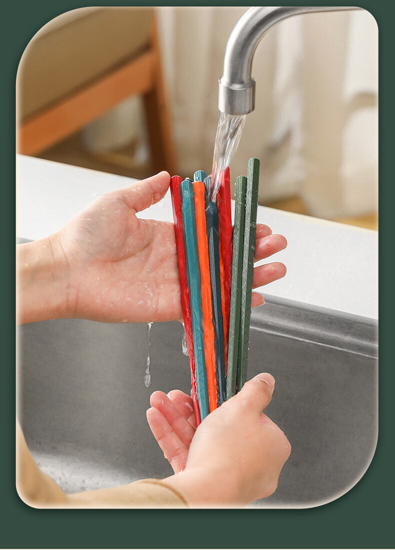 SUPOR Chopsticks, Alloy Chopsticks, Non-Slip, Anti-Mold, Heat-Resistant, Household Chopsticks, Color-Coded Stickers, 5 Pairs, TK2059E 3