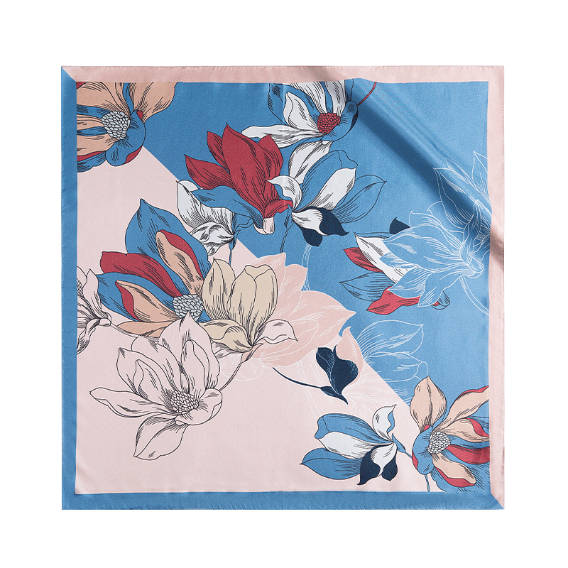 Wanshili Silk Scarf Shawl, Mulberry Silk Ladies' Square Scarf, 63cm, Gift Box for Elders, Mid-Autumn Festival Gift, Yulan Fu