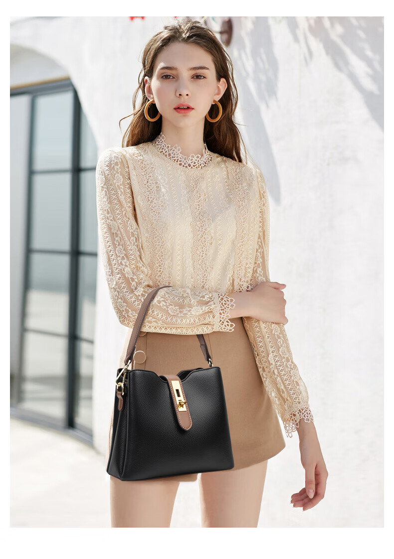 Viney Women's Handbag, Cowhide Crossbody Bucket Bag, Luxury Brand Shoulder Bag, Practical Birthday And Mother's Day Gift for Mom 13