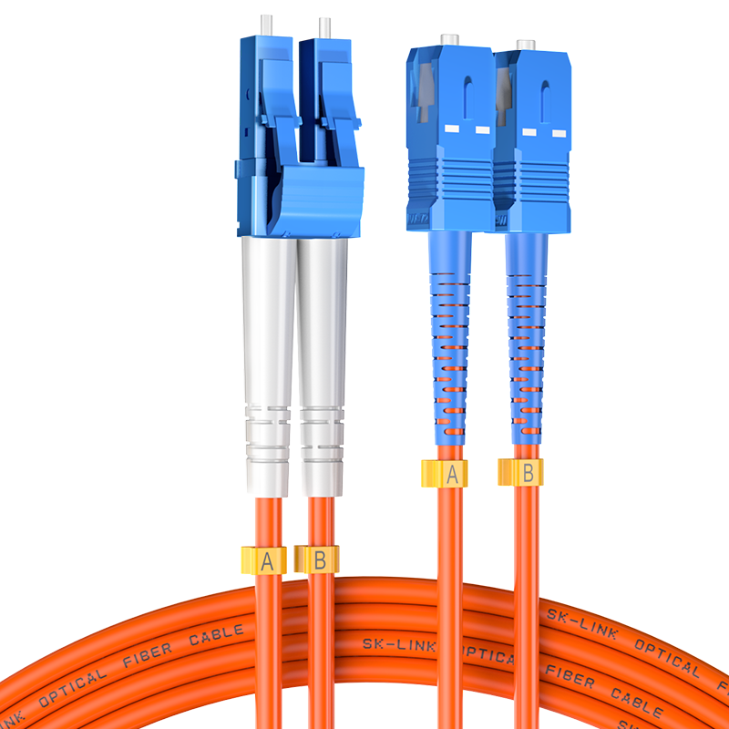 SK-LINK Fiber Optic Patch Cable, LC-SC Gigabit Multi-Mode Dual-Core SC-LC Fiber Optic Cable OM2 UPC Pigtail, 50/125um Low Smoke Zero Halogen, 2 Meters, SK-TX1GMM
