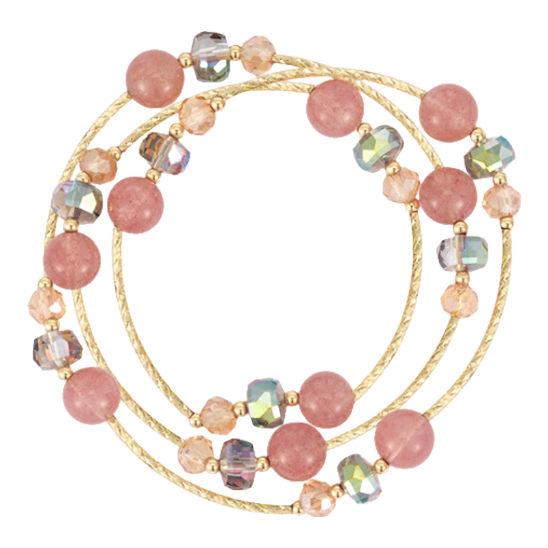 AJIDOU Women's Bracelet, Quartz And Jade Bead Bracelet, Fashionable Crystal Layered Bracelet, Birthday Gift for Best Friend, Mid-Autumn Festival Gift