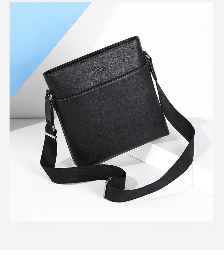 Goldlion Single-Shoulder Bag, Top-Grain Leather Crossbody Bag, Business Men's Bag, Vertical Style, Japanese Character Design, Birthday Gift 7