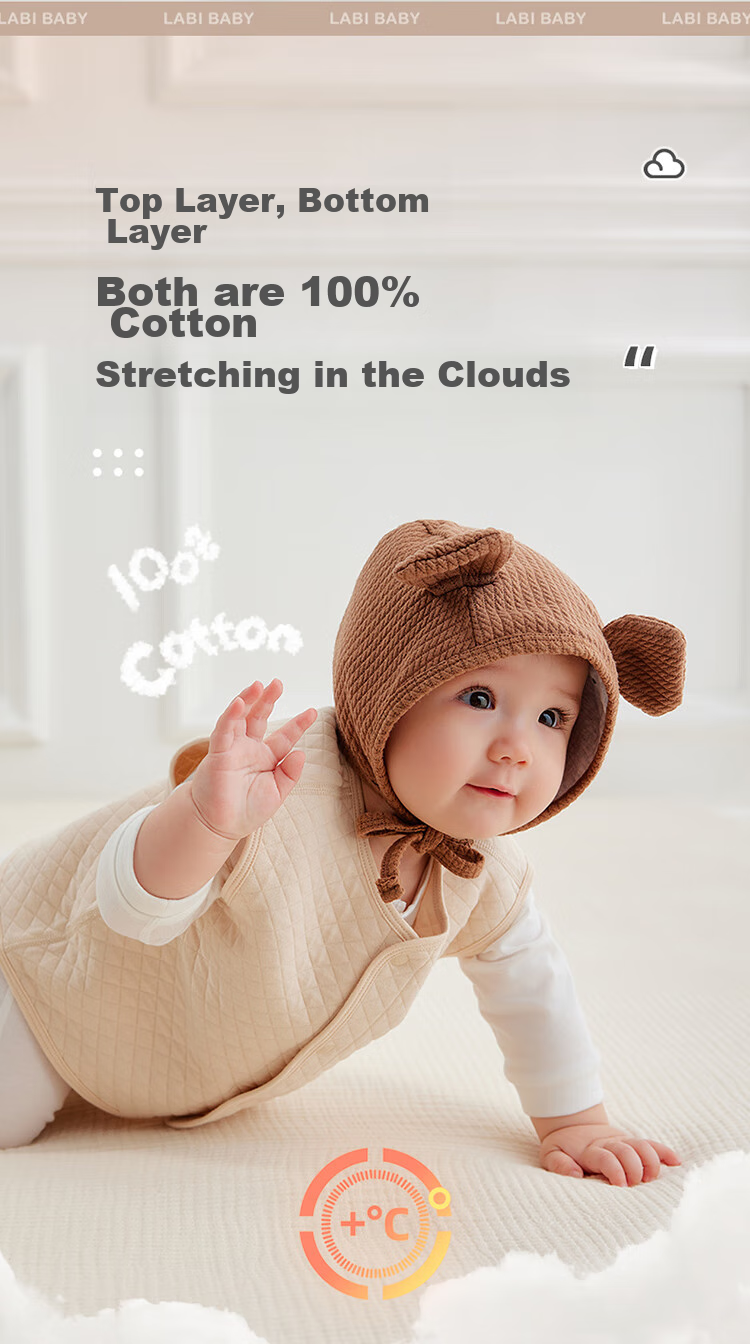 Labi Baby Children's Vest with Full Opening, Baby Waistcoat Spring And Autumn Boys And Girls Home Warm Vest, Khaki 110 6