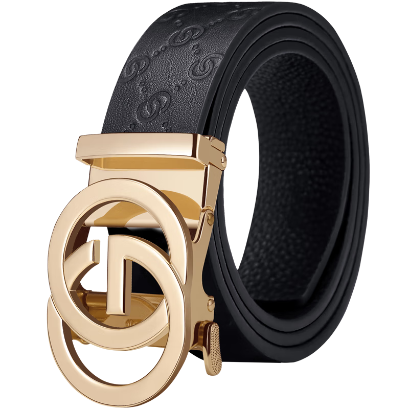 GOLF Men's Belt, Double-Sided Top-Grain Leather Waistband, G-Shaped Automatic Buckle, Trouser Belt, Gift Box Packaging
