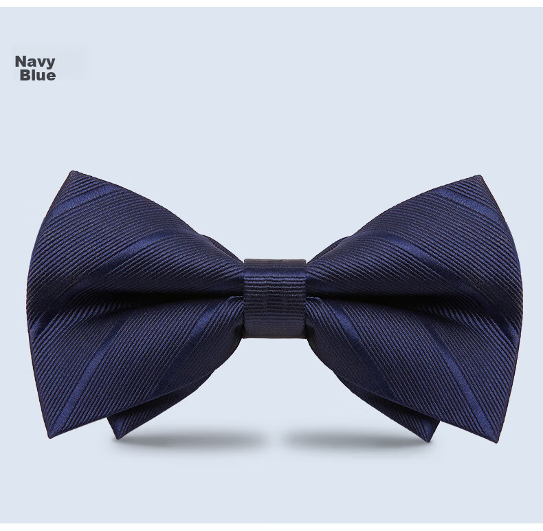 Luomeng Men's Bow Tie, Formal Shirt for Groom at Banquets And Weddings, Fashionable Bow Tie, Striped Bow Tie, Navy Blue 12