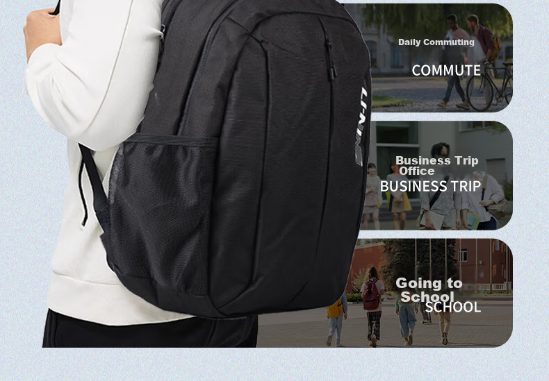 Li-Ning Backpack, High School Student Backpack, Unisex Shoulder Bag, Middle School Laptop Bag, Outdoor Travel Bag, Large Capacity Hiking Backpack, Black 7