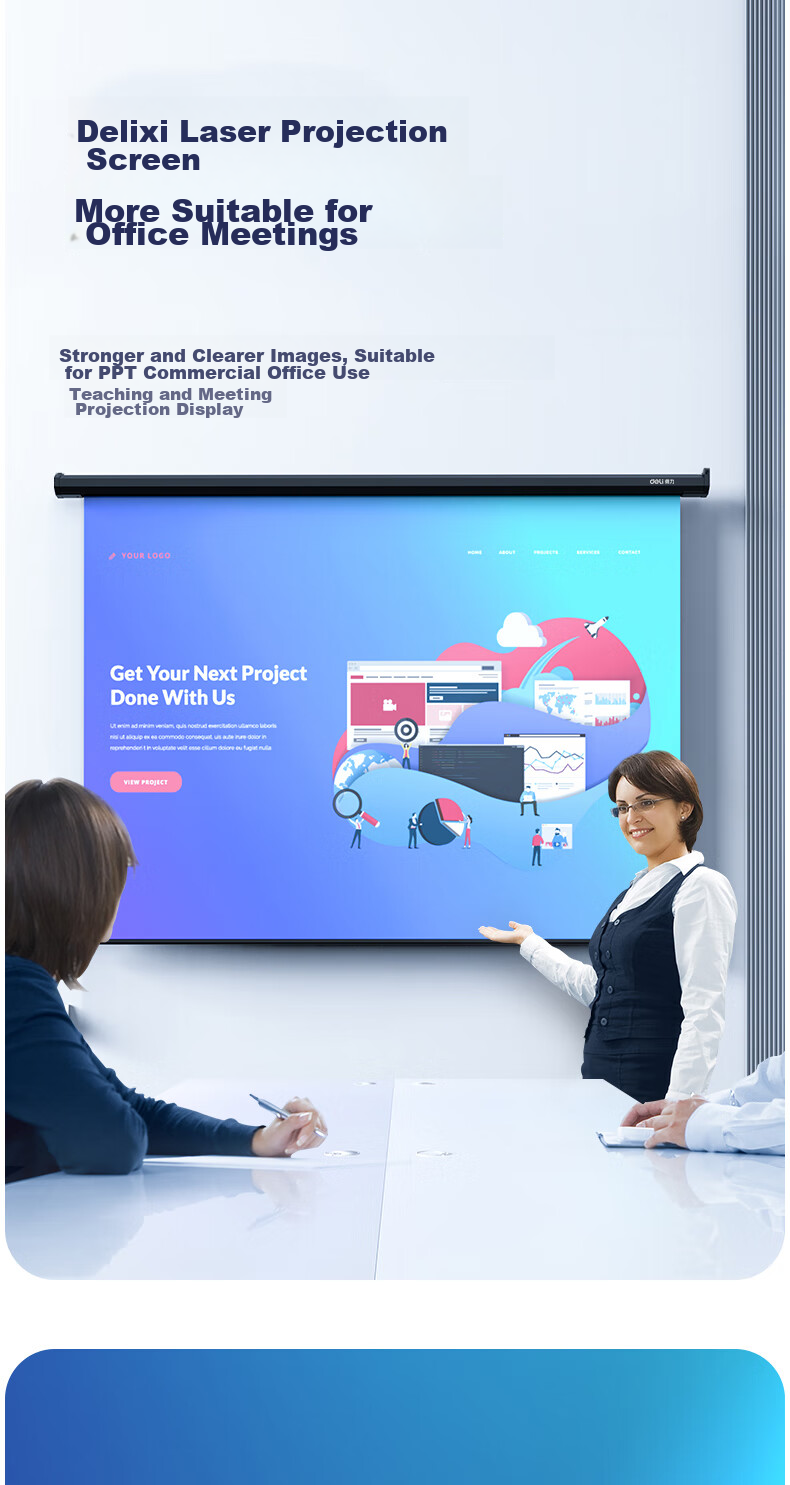 Deli 120-Inch 16:10 (Compatible with 16:9) Remote Control Electric Projection Screen, Compatible with Jianuo, XGIMI, Dangbei Projectors, Projector Screen 50443 13