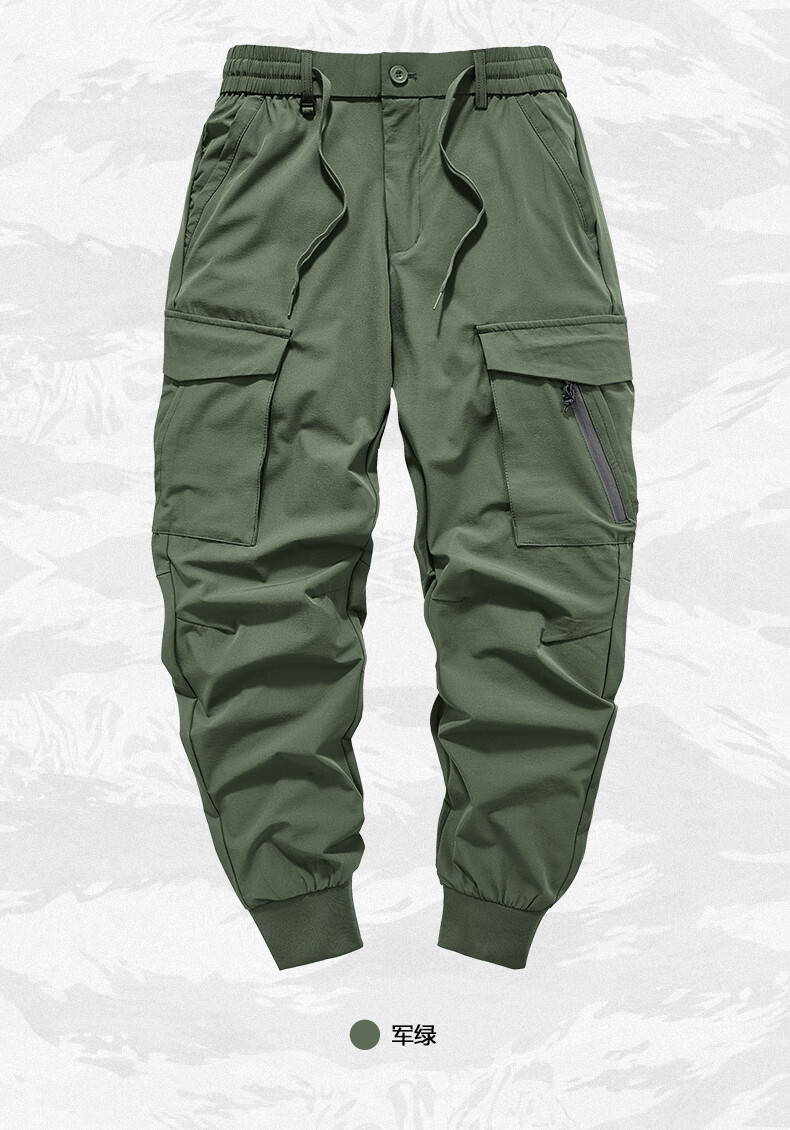 飞行机能风裤子男ins潮流百搭工装裤速干裤秋季束脚休闲运动长裤黑色m