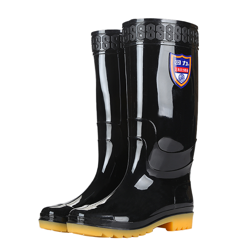 Huili Men's Outdoor Rain Boots, Waterproof Non-Slip Rubber Shoes for Beach Combing, Durable Delivery Water Shoes, 67-1 Black Tall Boots, Size 40