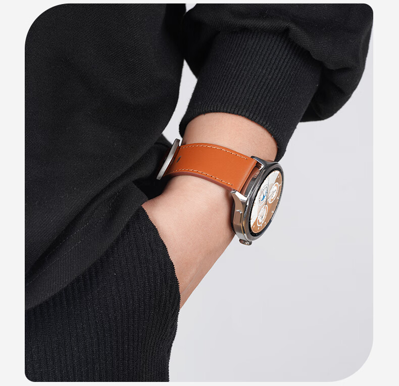 Watchbond Leather Strap Compatible with Huawei Watch GT7 Pro, Upgraded Push-Button Design for GT7/6/5/4, Suitable for Men's Watch5/4/pro Models, Small Calfskin Leather Band 15