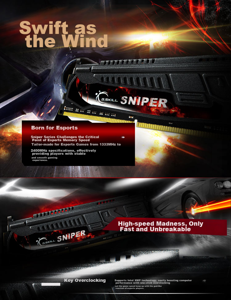 G.SKILL Sniper DDR3 2400MHz 8GB (8G×1) Desktop Memory 14