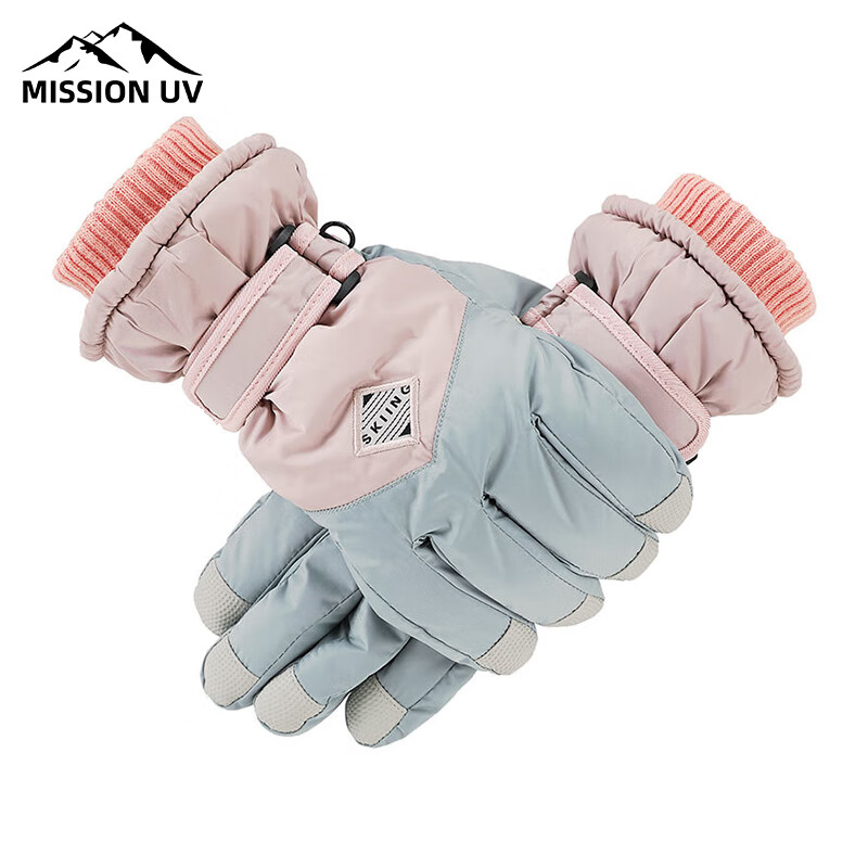 MISSION UV Women's Ski Gloves, Thickened And Fleece-Lined for Winter, Windproof, Cold-Resistant, Water-Repellent, Suitable for Cycling in Autumn And Winter, Touchscreen Compatible, Warm Gloves