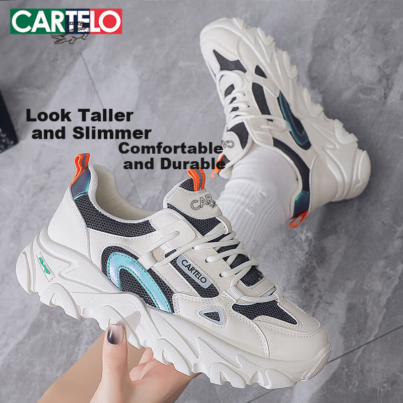 CARTELO Women's Casual Shoes, Spring Dad Shoes, Fashionable Sneakers, Running Shoes for Women, 0939 Black, Size 39