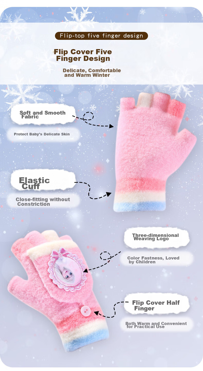 Disney Children's Gloves for Girls, Spring Baby Detachable Five-Finger Gloves, Elementary School Student Writing Gloves SP70288 Blue 7