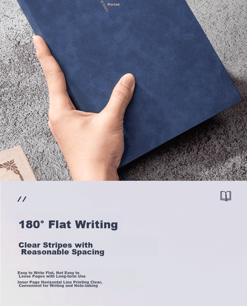 Deli Leather Notebook, Journal, Meeting Record Book, Thickened Sheepskin B5/120 Sheets Single Book BP104 Blue (Looking Forward to The Future) 4