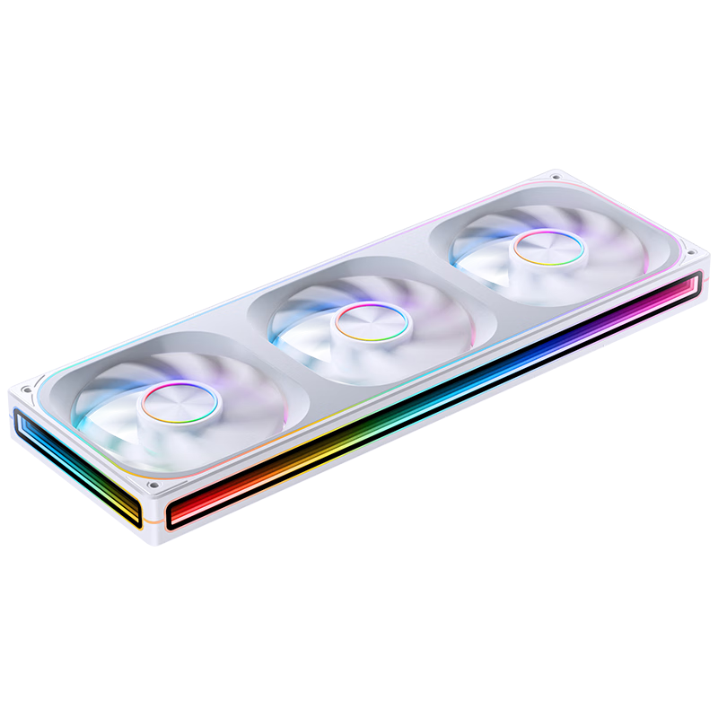 JONSBO ZA-360W ARGB Version White 12CM*3 Case Fans (Four-Sided Integrated Layered Mirror Effect/3-In Aluminum Logo/PWM Male And Female Connectors)
