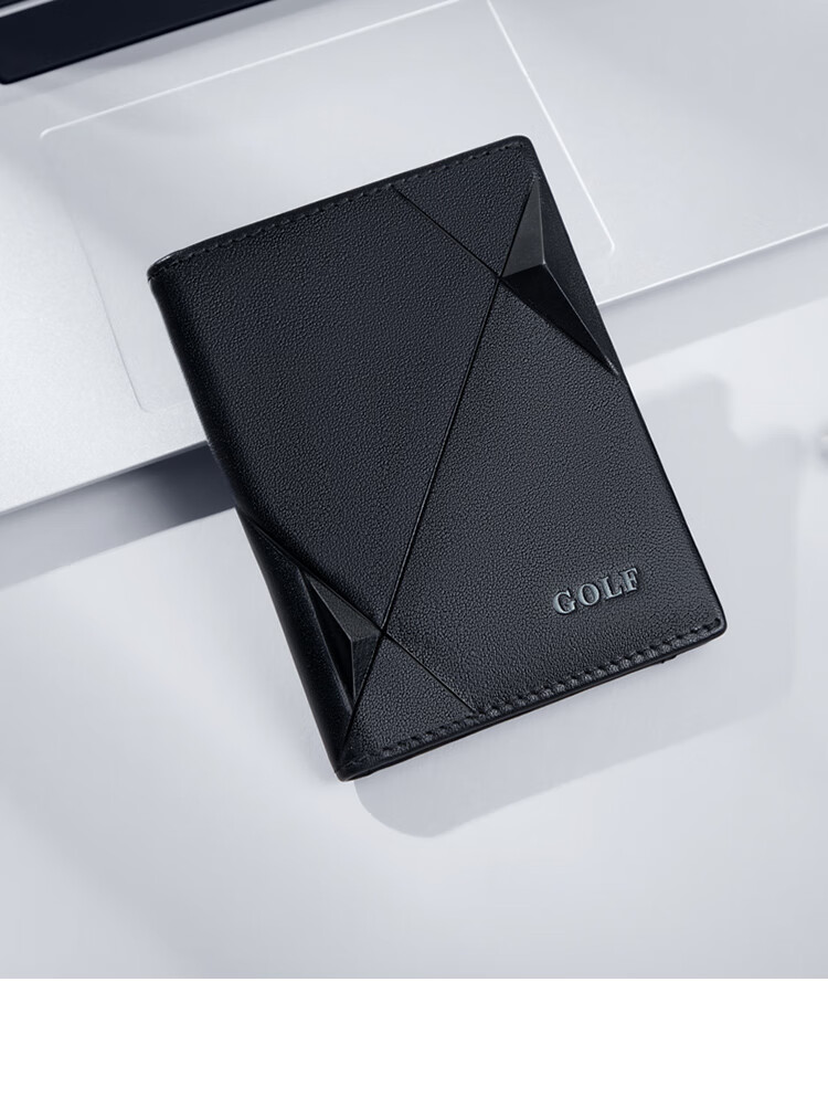 GOLF Top-Grain Leather Card Holder for Men with Multiple Card Slots, Bank Card Holder, Slim Leather Case for Cards, Vertical Style Small Wallet 15