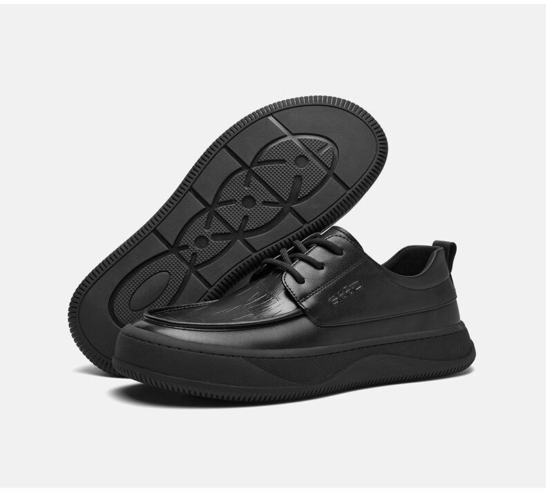 HLA Men's Comfortable Soft Sole Casual Leather Shoes HAAPXM2DAD084 Black Size 41 26