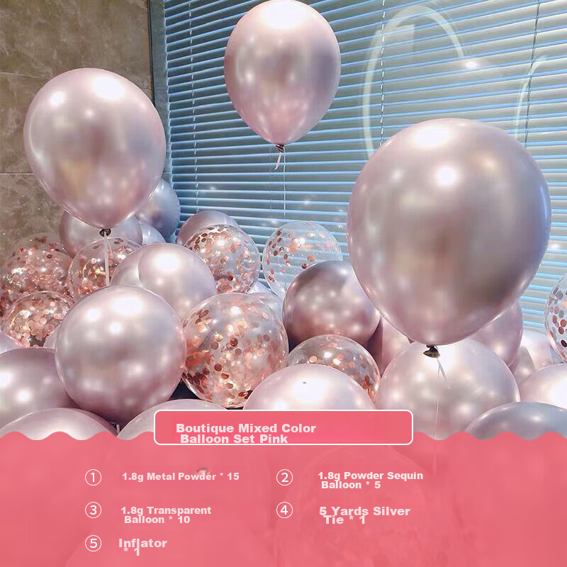 Duomeiyi Balloon Birthday Scene Decoration, Birthday Balloon Props, Party Decorations, Pink Mixed Colors, 30 Pieces