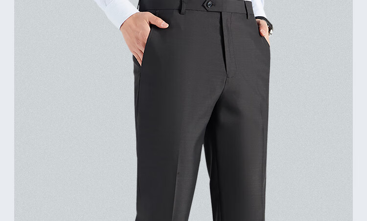 ROMON Men's Wool Business Straight-Leg Dress Pants Spring and Autumn Casual Suit Trousers Work Pants 1