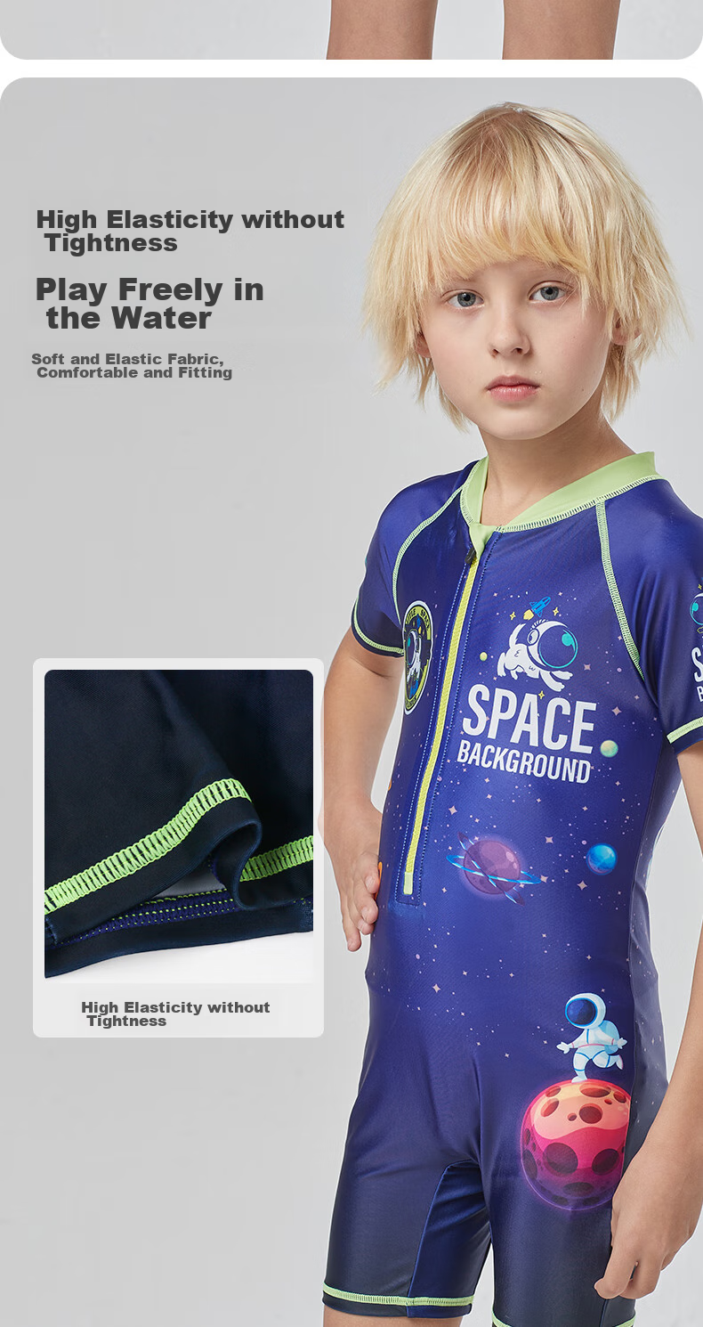 MIZUNO Kids Boys One-Piece Short Sleeve Surfing Swimsuit Student Training Quick-Dry Hot Spring Swimwear A1405 Planet 150 6