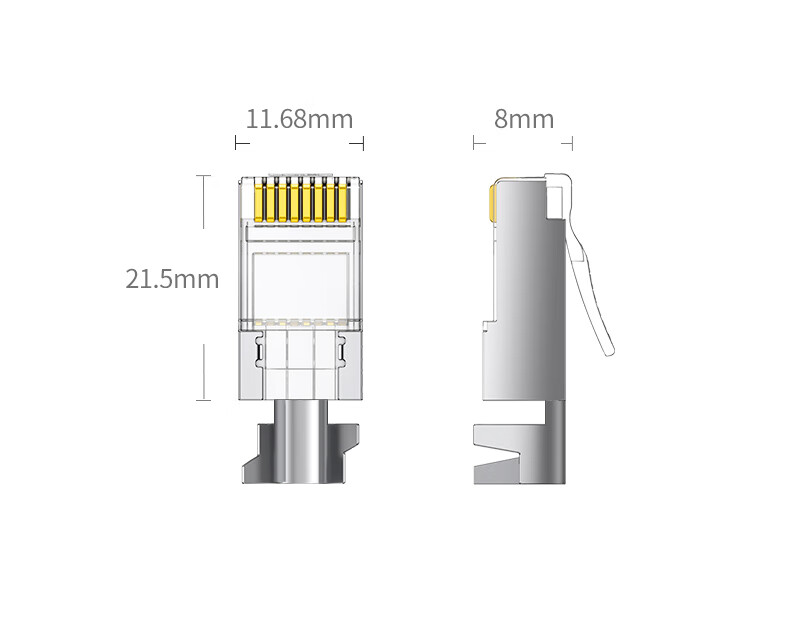 UGREEN CAT6 Shielded RJ45 Connectors, Gigabit Ethernet Network Plugs, 50U Gold-Plated Professional Grade RJ45 Computer Network Cable Connectors, Two-Piece Design, 100 Pieces, 20893 16
