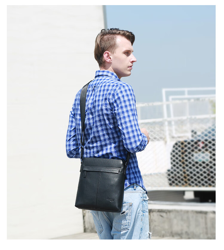 CROCODILE Genuine Leather Fashion Casual Top-Grain Cowhide Men's Business Shoulder Crossbody Bag T2423, Gift for Boyfriend 3